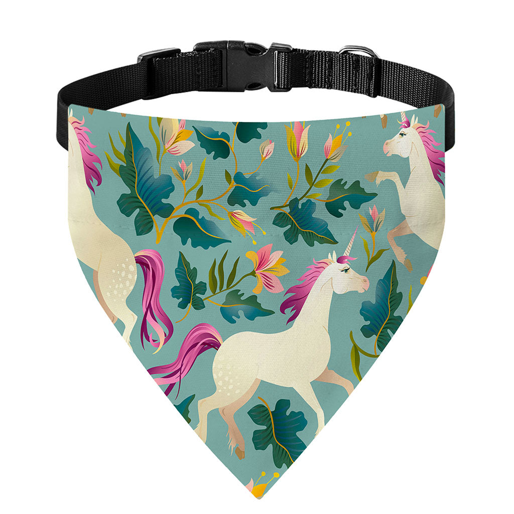 Floral Unicorn Pattern Print Over The Collar Dog Bandana