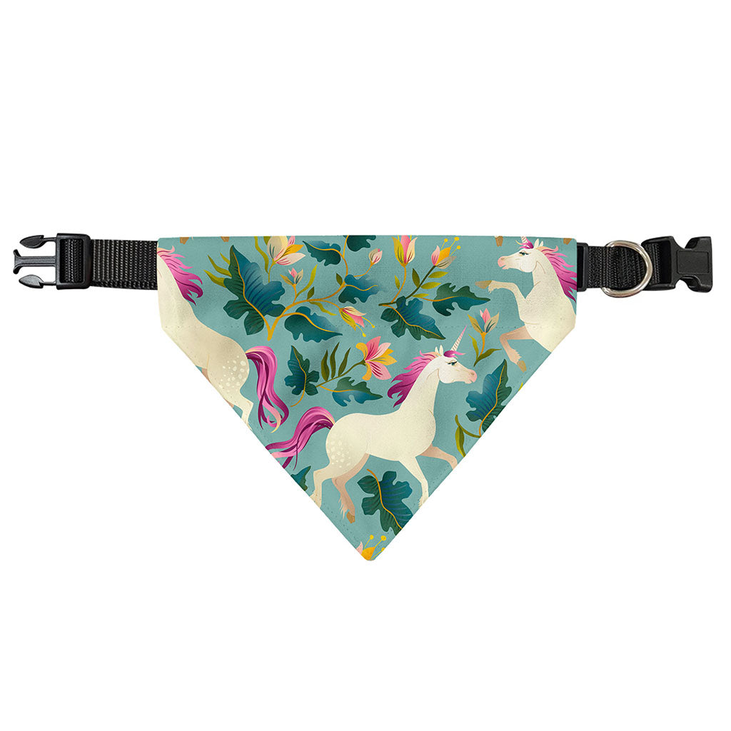 Floral Unicorn Pattern Print Over The Collar Dog Bandana