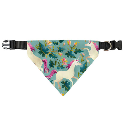 Floral Unicorn Pattern Print Over The Collar Dog Bandana