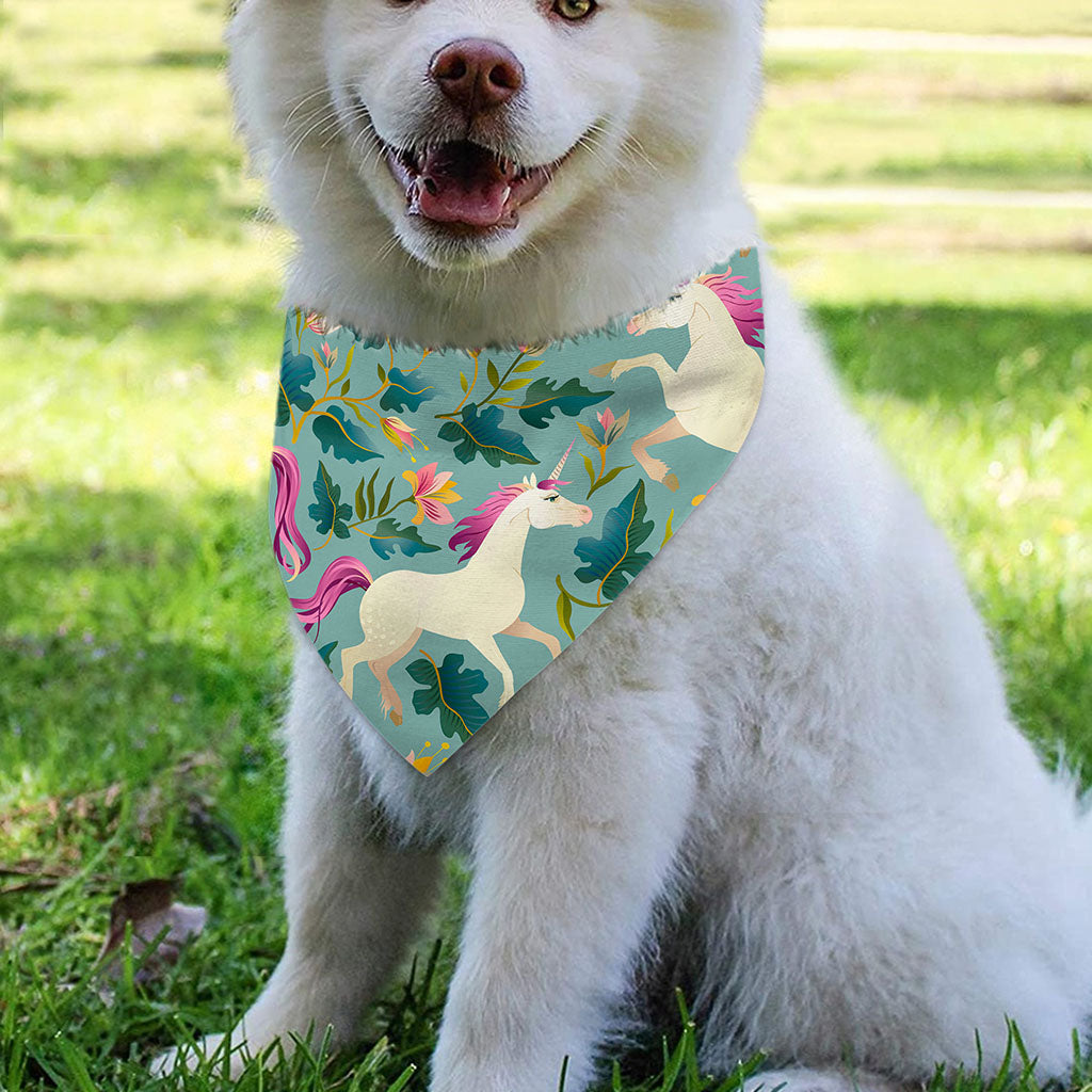 Floral Unicorn Pattern Print Over The Collar Dog Bandana