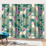 Floral Unicorn Pattern Print Pencil Pleat Curtains