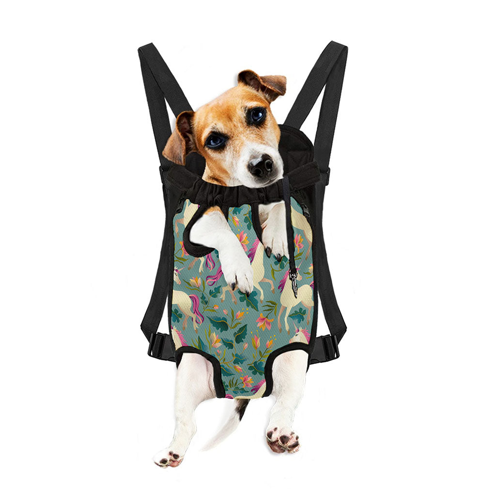 Floral Unicorn Pattern Print Pet Carrier Backpack