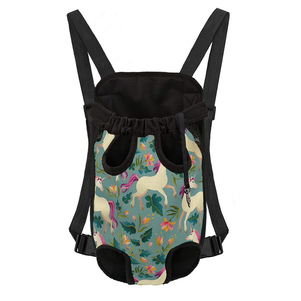 Floral Unicorn Pattern Print Pet Carrier Backpack