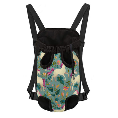 Floral Unicorn Pattern Print Pet Carrier Backpack