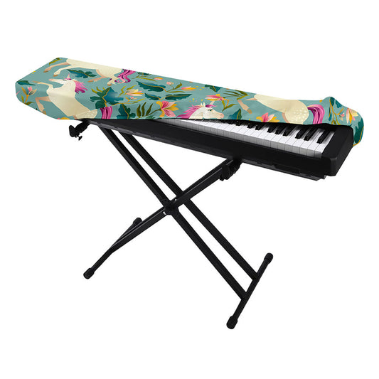 Floral Unicorn Pattern Print Piano Keyboard Cover