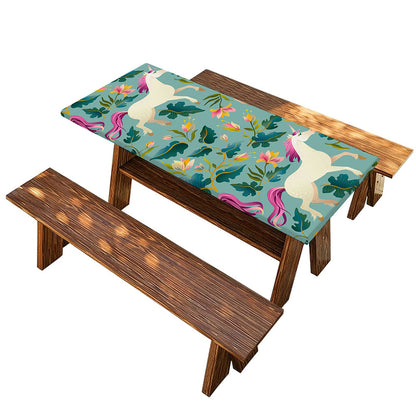 Floral Unicorn Pattern Print Picnic Table Cover