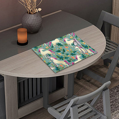 Floral Unicorn Pattern Print Placemat