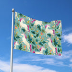 Floral Unicorn Pattern Print Polyester Flag