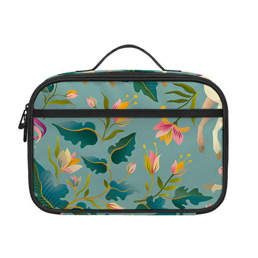Floral Unicorn Pattern Print Portable Lunch Bag