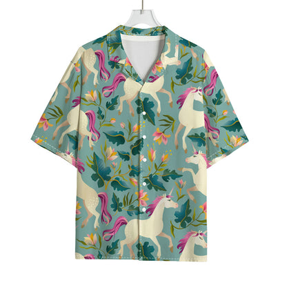 Floral Unicorn Pattern Print Rayon Hawaiian Shirt