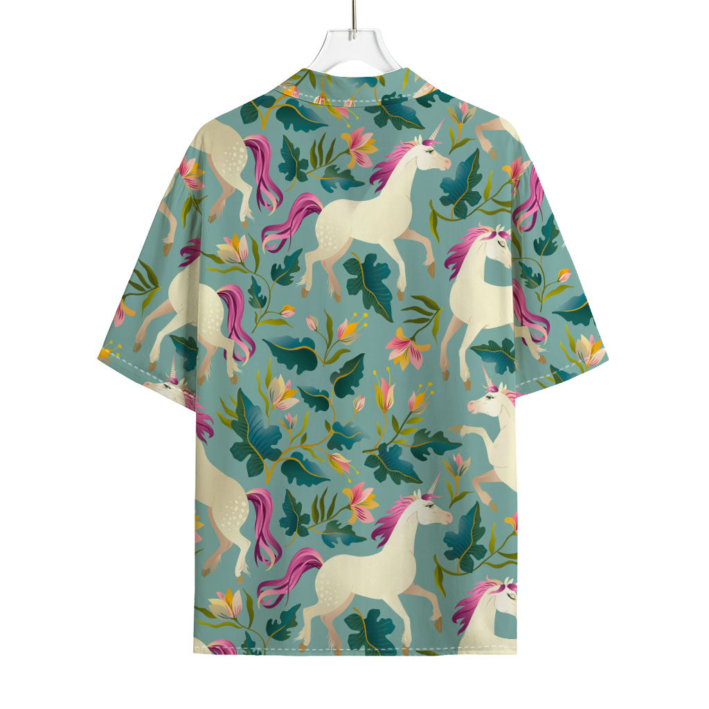 Floral Unicorn Pattern Print Rayon Hawaiian Shirt