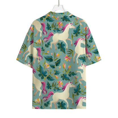 Floral Unicorn Pattern Print Rayon Hawaiian Shirt