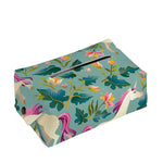 Floral Unicorn Pattern Print Rectangle Tissue Box Cover