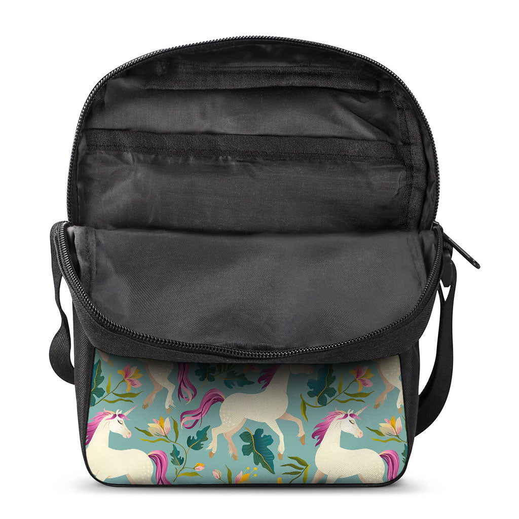 Floral Unicorn Pattern Print Rectangular Crossbody Bag