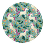 Floral Unicorn Pattern Print Round Blanket