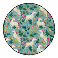 Floral Unicorn Pattern Print Round Floor Mat