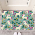 Floral Unicorn Pattern Print Rubber Doormat