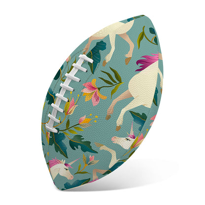 Floral Unicorn Pattern Print Rugby Ball