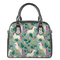 Floral Unicorn Pattern Print Shoulder Handbag