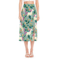 Floral Unicorn Pattern Print Side Slit Midi Skirt