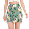 Floral Unicorn Pattern Print Side Slit Mini Skirt