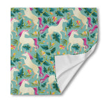 Floral Unicorn Pattern Print Silk Bandana
