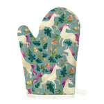 Floral Unicorn Pattern Print Single Oven Mitt