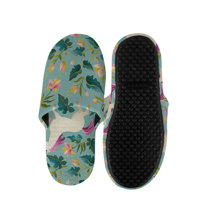 Floral Unicorn Pattern Print Slippers
