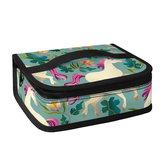 Floral Unicorn Pattern Print Small Lunch Bag