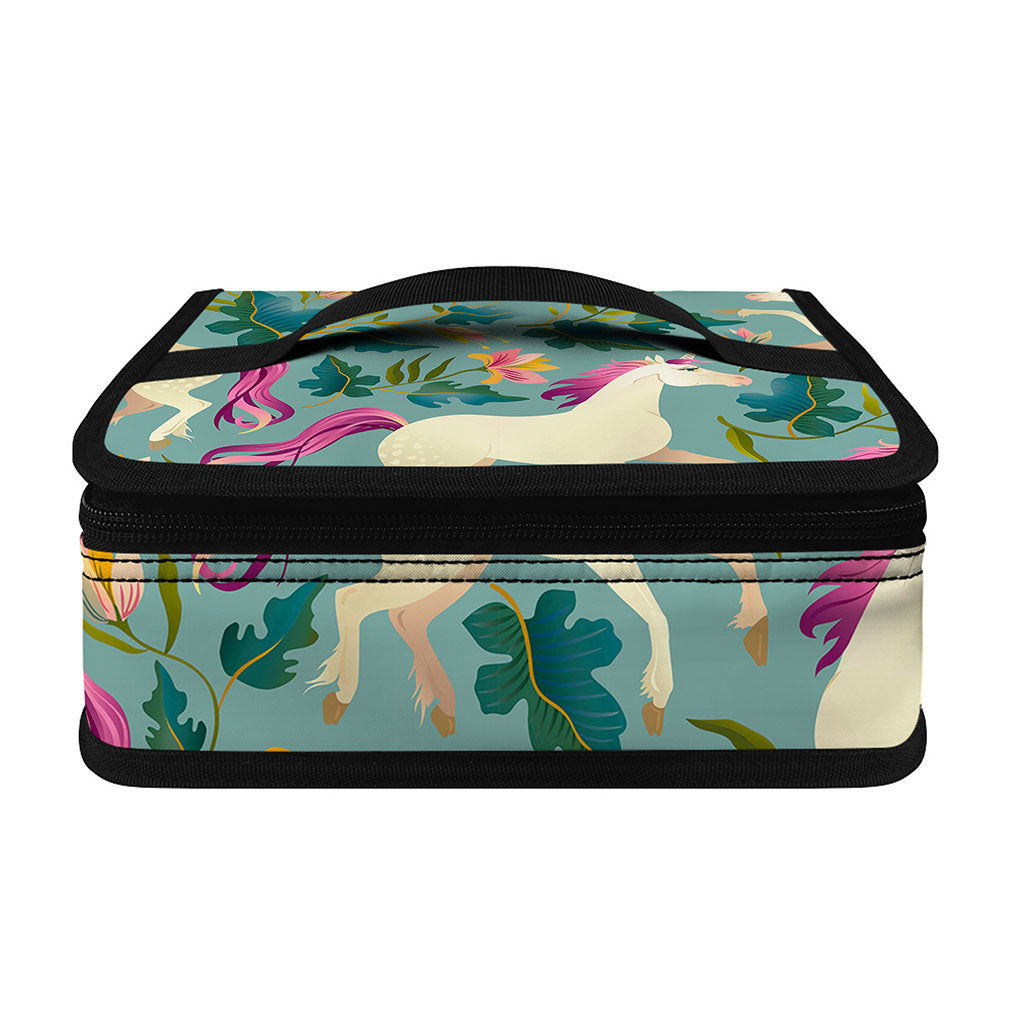 Floral Unicorn Pattern Print Small Lunch Bag