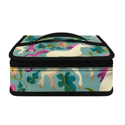 Floral Unicorn Pattern Print Small Lunch Bag