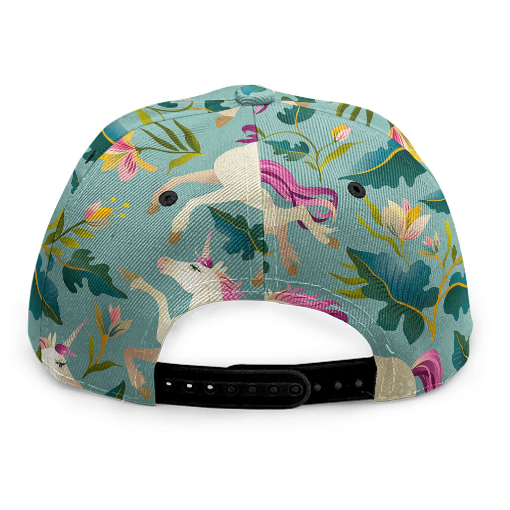Floral Unicorn Pattern Print Snapback Cap