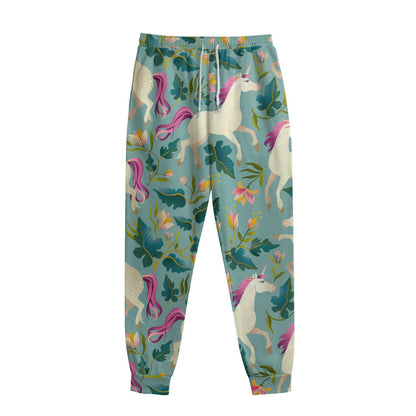 Floral Unicorn Pattern Print Sweatpants