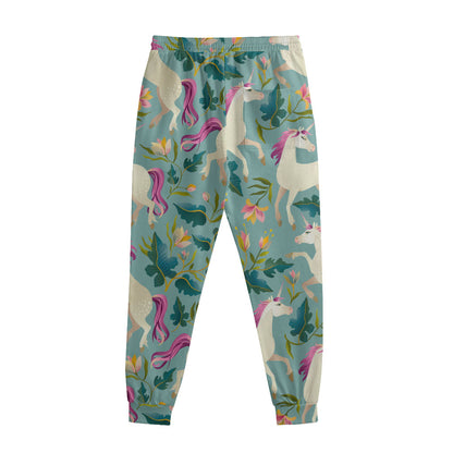 Floral Unicorn Pattern Print Sweatpants