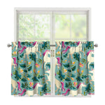 Floral Unicorn Pattern Print Tier Curtains