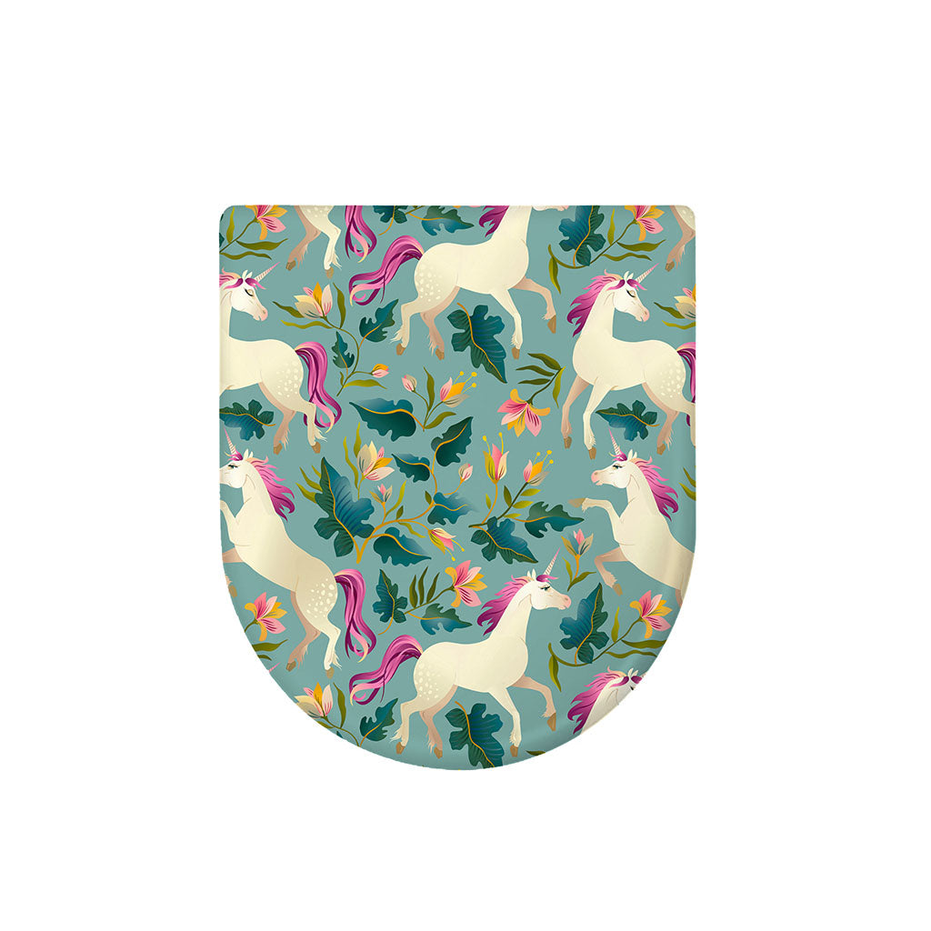 Floral Unicorn Pattern Print Toilet Lid Cover