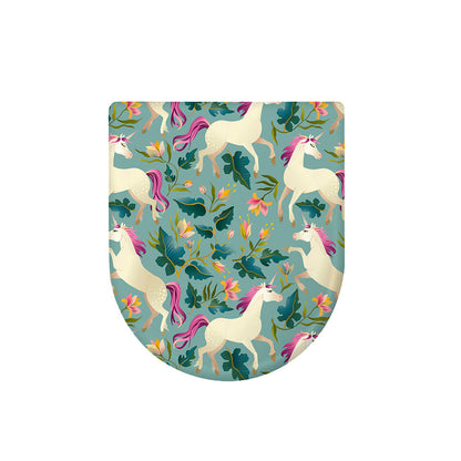 Floral Unicorn Pattern Print Toilet Lid Cover