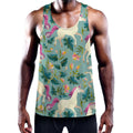 Floral Unicorn Pattern Print Men's Workout Tank Top