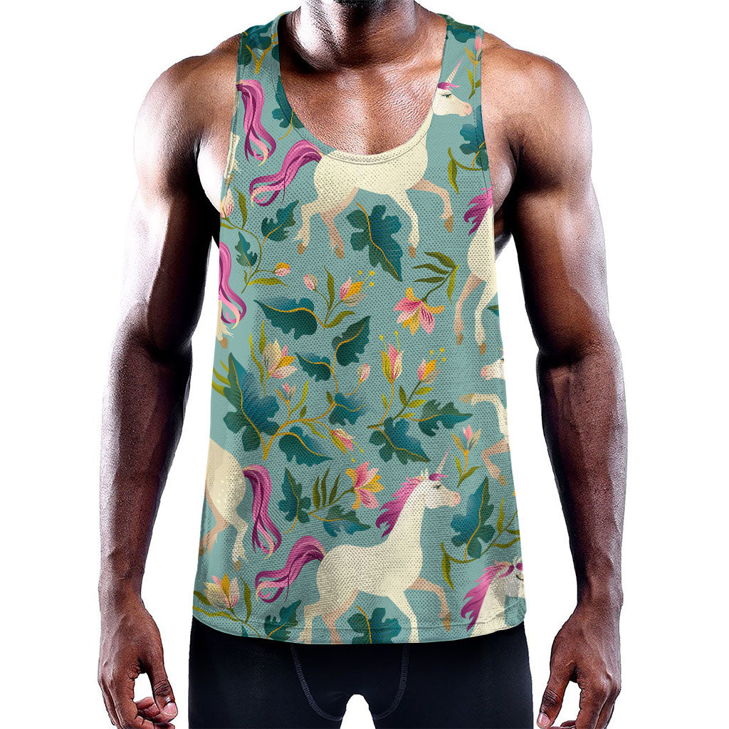 Floral Unicorn Pattern Print Training Tank Top