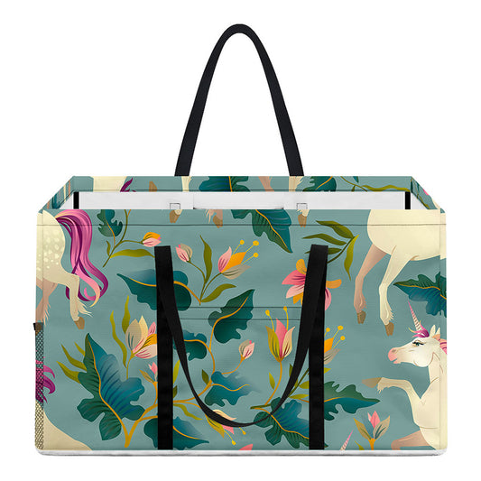 Floral Unicorn Pattern Print Utility Tote Bag