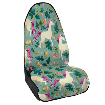 Floral Unicorn Pattern Print Waterproof Car Seat Cover
