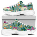 Floral Unicorn Pattern Print White Chunky Shoes