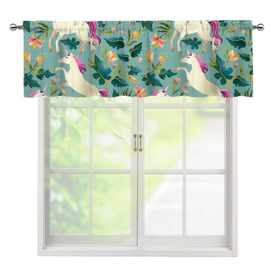Floral Unicorn Pattern Print Window Valance