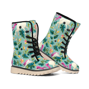 Floral Unicorn Pattern Print Winter Boots