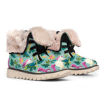 Floral Unicorn Pattern Print Winter Boots