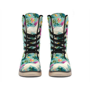 Floral Unicorn Pattern Print Winter Boots