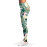Floral Unicorn Pattern Print Women's Leggings
