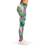 Floral Unicorn Pattern Print Women's Leggings