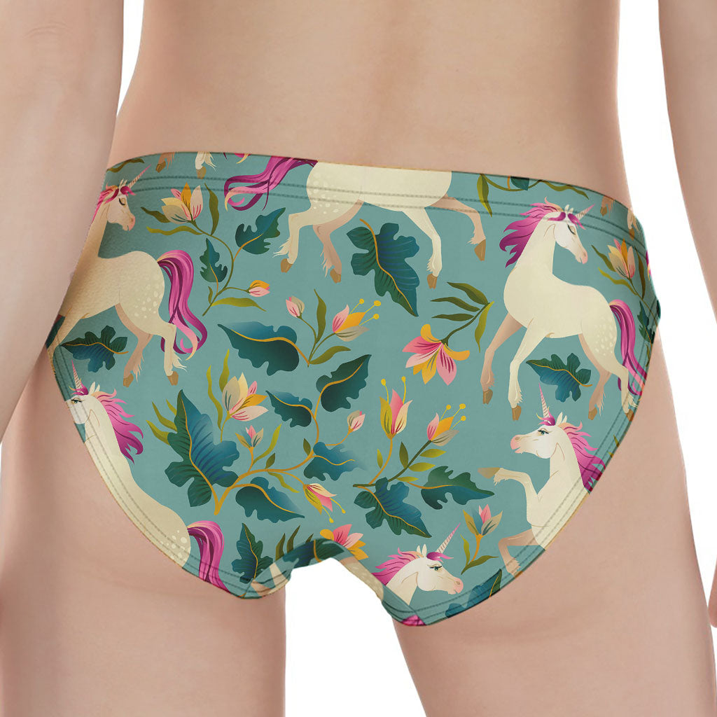 Floral Unicorn Pattern Print Women's Panties