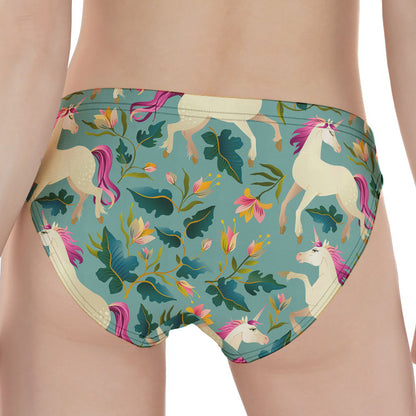 Floral Unicorn Pattern Print Women's Panties